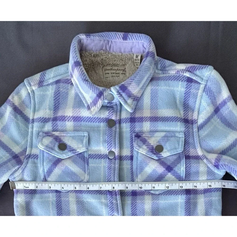 NWOT Weatherproof Vintage Kids Plaid Shirt Jacket Sherpa Lined Snaps M 10/12
